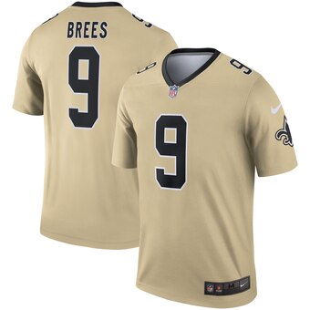 Men's New Orleans Saints #9 Drew Brees Gold Inverted Legend Jersey